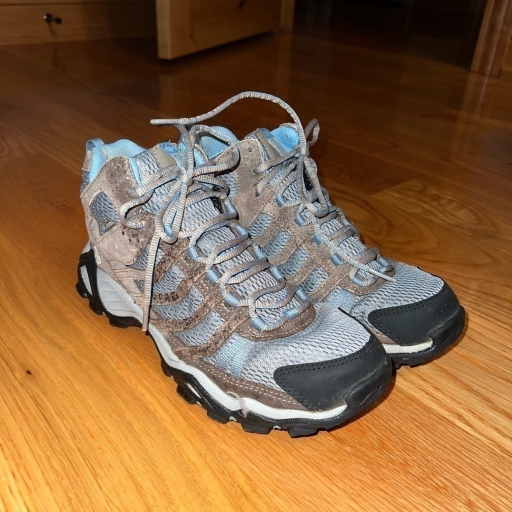 Columbia Women’s Armitage lane mid waterproof grey steel blue sky and brown hiki - Picture 4 of 7